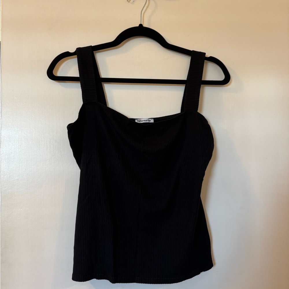 Reformation Ribbed Black tank